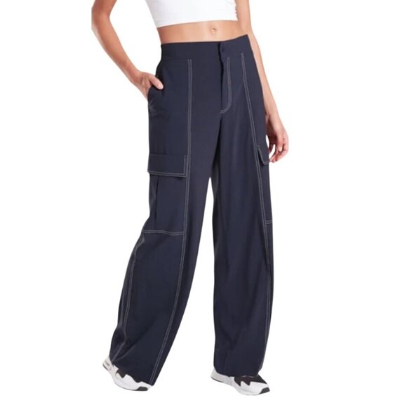 Athleta Pants - ATHLETA Chelsea Utility Wide Leg Pants, NAVY SIZE 6 T0624 active athleisure gym